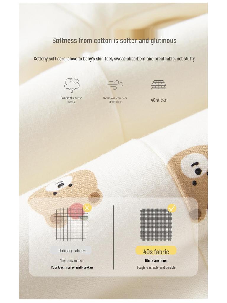 150g Quilted Cotton Baby Bodysuit - Thick, Class A, Autumn/Winter Newborn Homewear