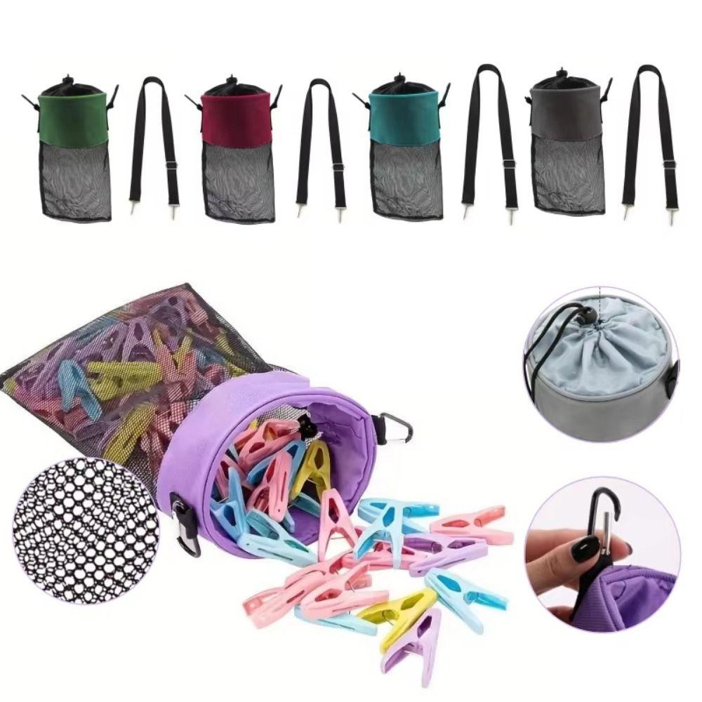 Drawstring Closure Clothespin Storage Bag Swimming Shoulder Bag Clothes Pins Storage