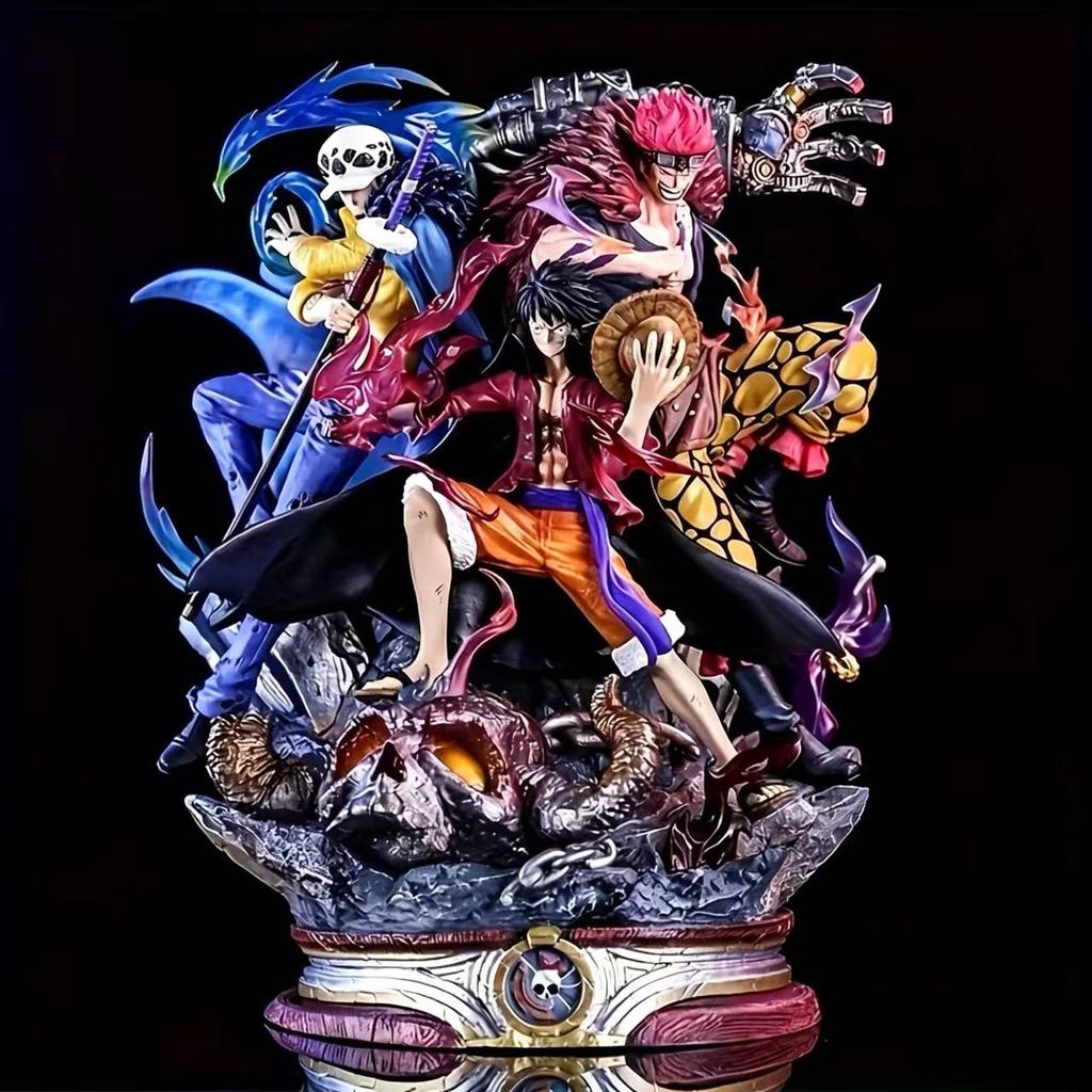 Новые 20 см One Piece Битва на Онигасиме Сверхновые Три Капитана Соломенная Шляпа Луффи Ло Сцены Фигурки Аниме Модели Подарок Игрушки
