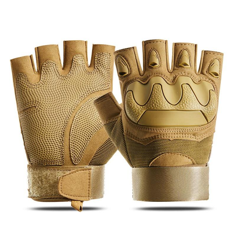 Tactical Half-Finger Gloves Men Softshell Outdoor Sports Cycling Anti-Slip Durable Ultra-Suede