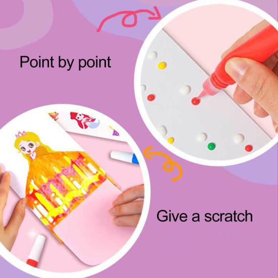 1 набор Squeegee Art Kids Paint Kit DIY Rainbow Scratch Painting Crafts