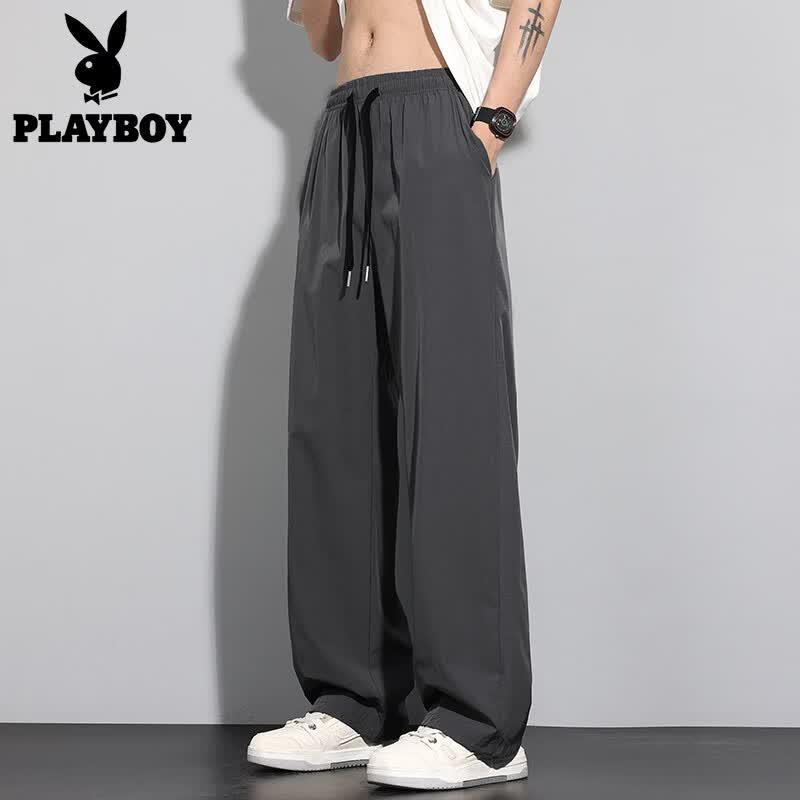 PLAYBOY Мужские повседневные брюки прямого кроя из ледяного шелка