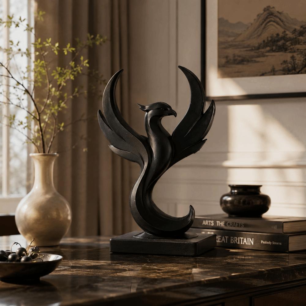 Creative Bird Statue Vintage Desktop Bird Ornaments Spiral Phoenix Sculpture Car Decor