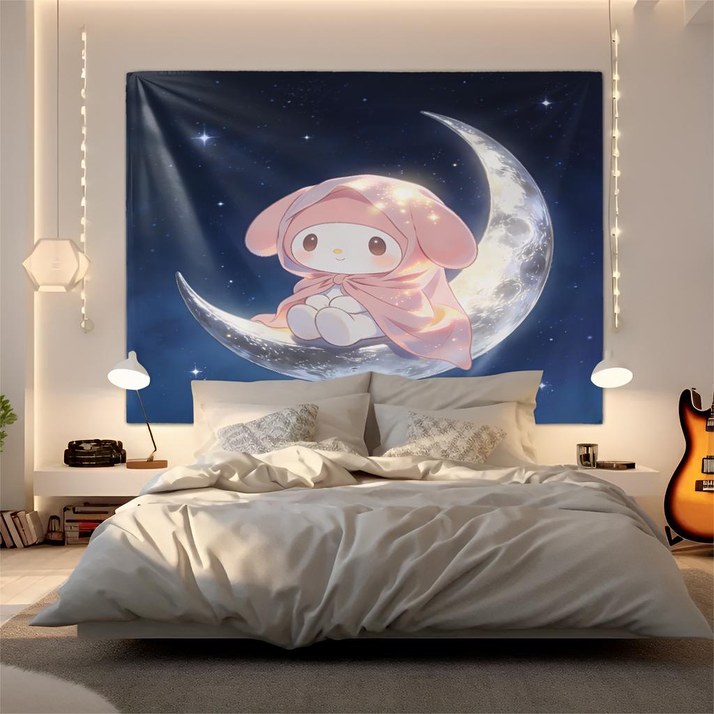 Sanrio Characters Tapestry Cute Cartoon Wall Hanging for Bedroom Living Room Dorm Home Decor Aesthetic Gift