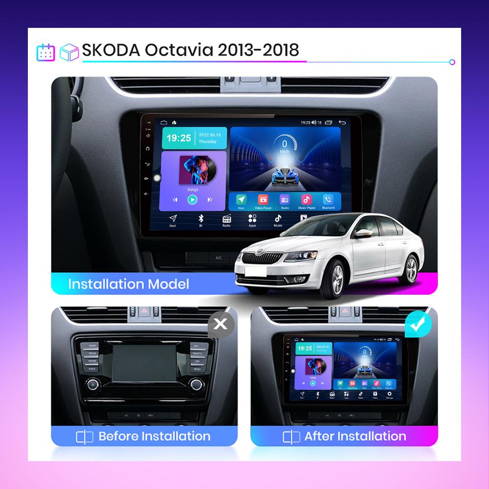2 DIN Android Car Radio For Skoda Octavia 2014-2020 Multimedia Player Head Unit Stereo GPS Navigation WIFI 1+16GB