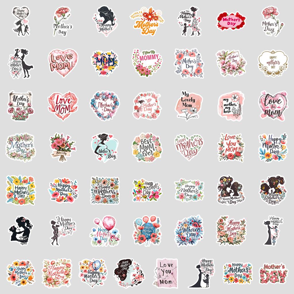 50 Mother's Day Holiday Graffiti Stickers Mobile Phone Computer Mobile Phone Waterproof Stickers Creative Mother's Day Stickers