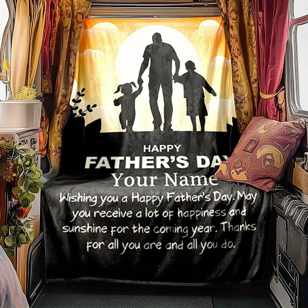 Father'S Day Blanket Personalized Name Soft Comfortable Stylish Blanket Car Blanket Perfect For Travel Camping Outdoor Home Suitable For All Seasons