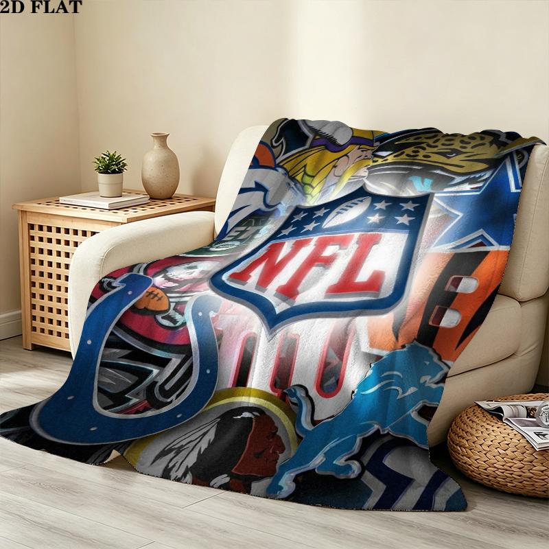 National Football League Print Flannel Blanket, High quality Comfortable for All Seasons, Home Decor, Warmth and Comfort, Perfect for Christmas Gifts