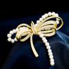 Korean High-End Zircon Bow Pearl Brooch - Elegant Clothing Accessory