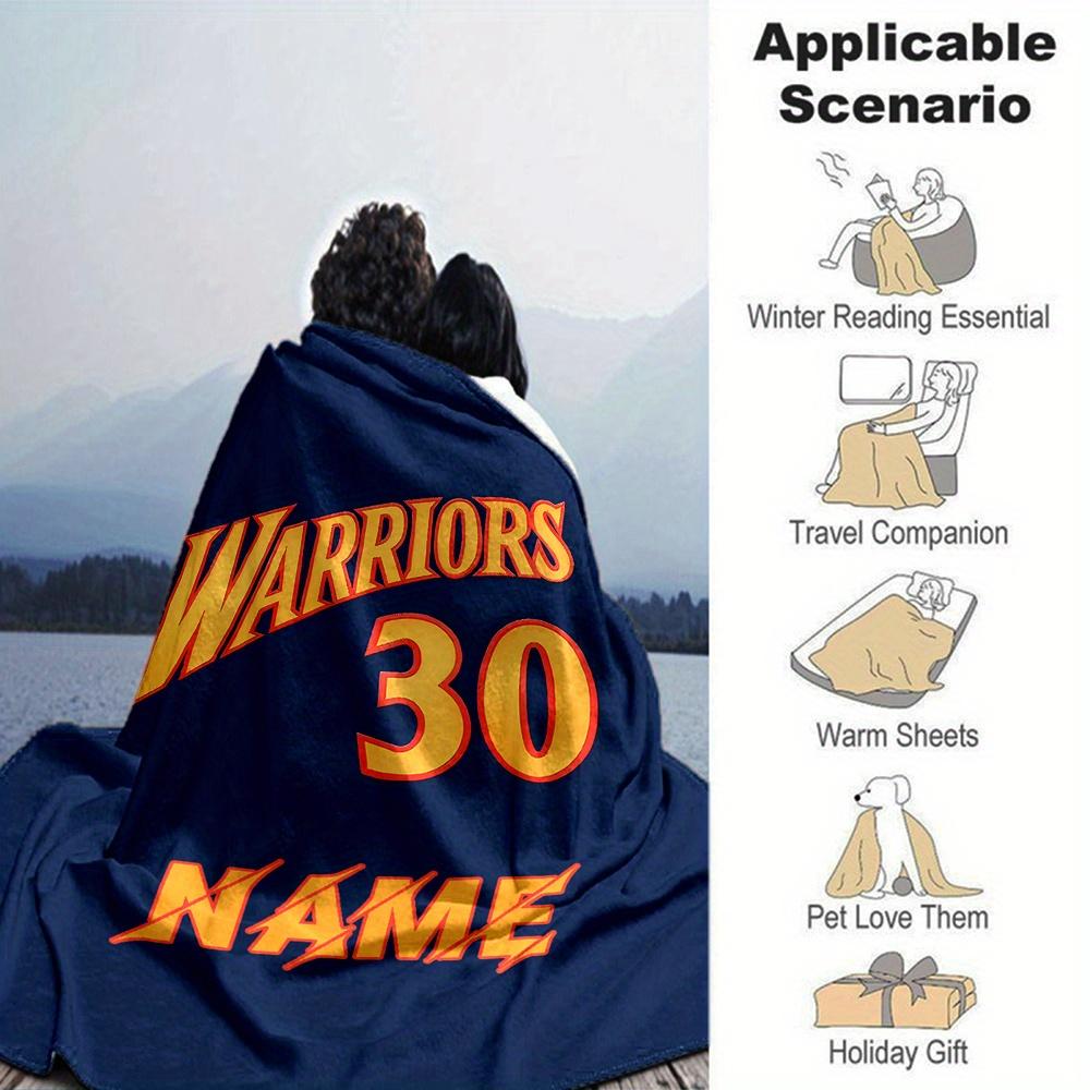 Warriors 30 Name Themed Flannel Blanket Personalized Name Four Seasons Comfort Fashionable Design Suitable For Sofa Bed Travel Camping And Office