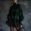 Платье-юбка с клетчатым принтом и рюшами, короткое, весна 2025, для женщин