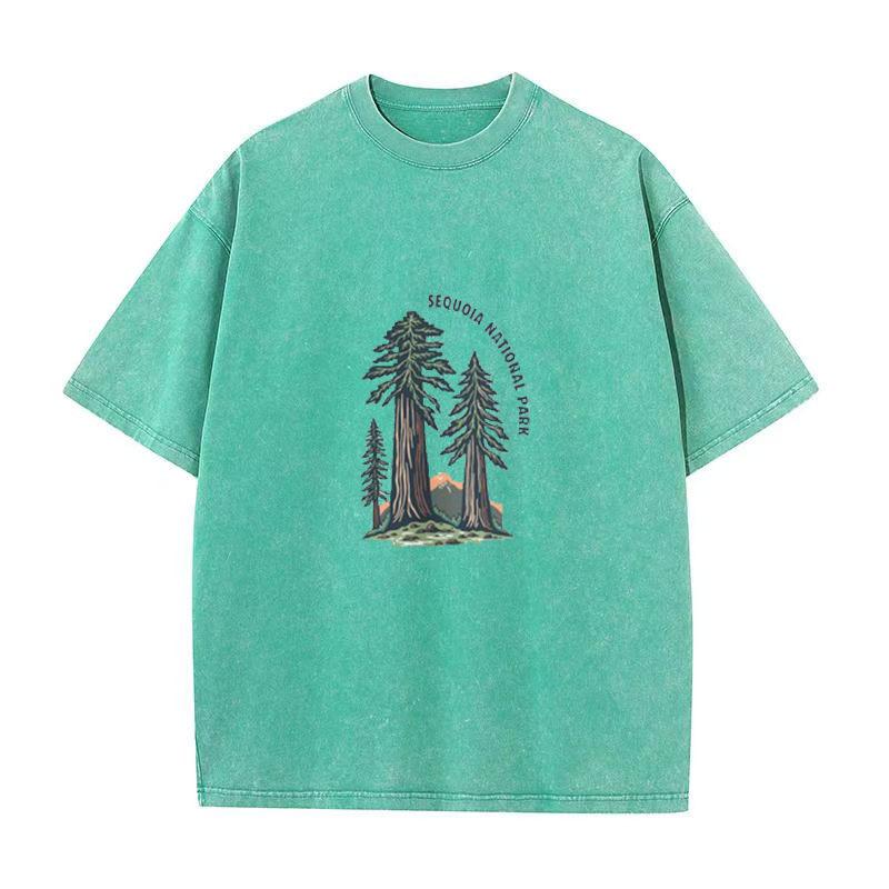 Футболка с коротким рукавом в стиле хип-хоп, потертая, старая, с принтом ели, с потертыми короткими рукавами для мужчин и женщин с одинаковыми короткими рукавами