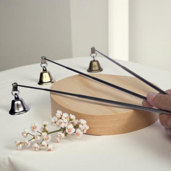 Bell Candle Extinguisher with Telescopic Handle Rotating Metal Tealight Candle Wick