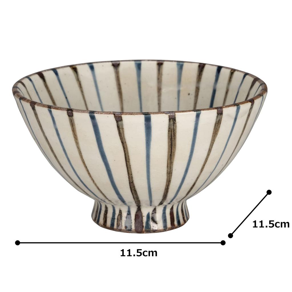 Tatara Rice Navy Mino Tokusa Japanese Product Number 030150 Bowl, Blue, Ware, Two-colored Pattern, Straw-patterned Design, Hand-painted, Pottery,