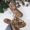 Large Size Ethnic Style Flat Bottom Set of Toe Slippers Women's 2025 New Breathable Printed Roman Style Foreign Trade Slippers