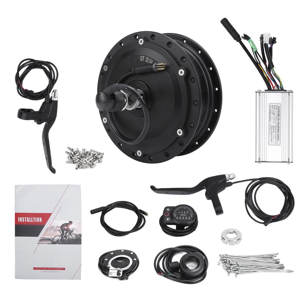 Electric Bicycle Conversion Kit 36V 500W Front Wheel Hub Motor Set with KT‑900S Display Meter for 12G Wheel20inch 12G