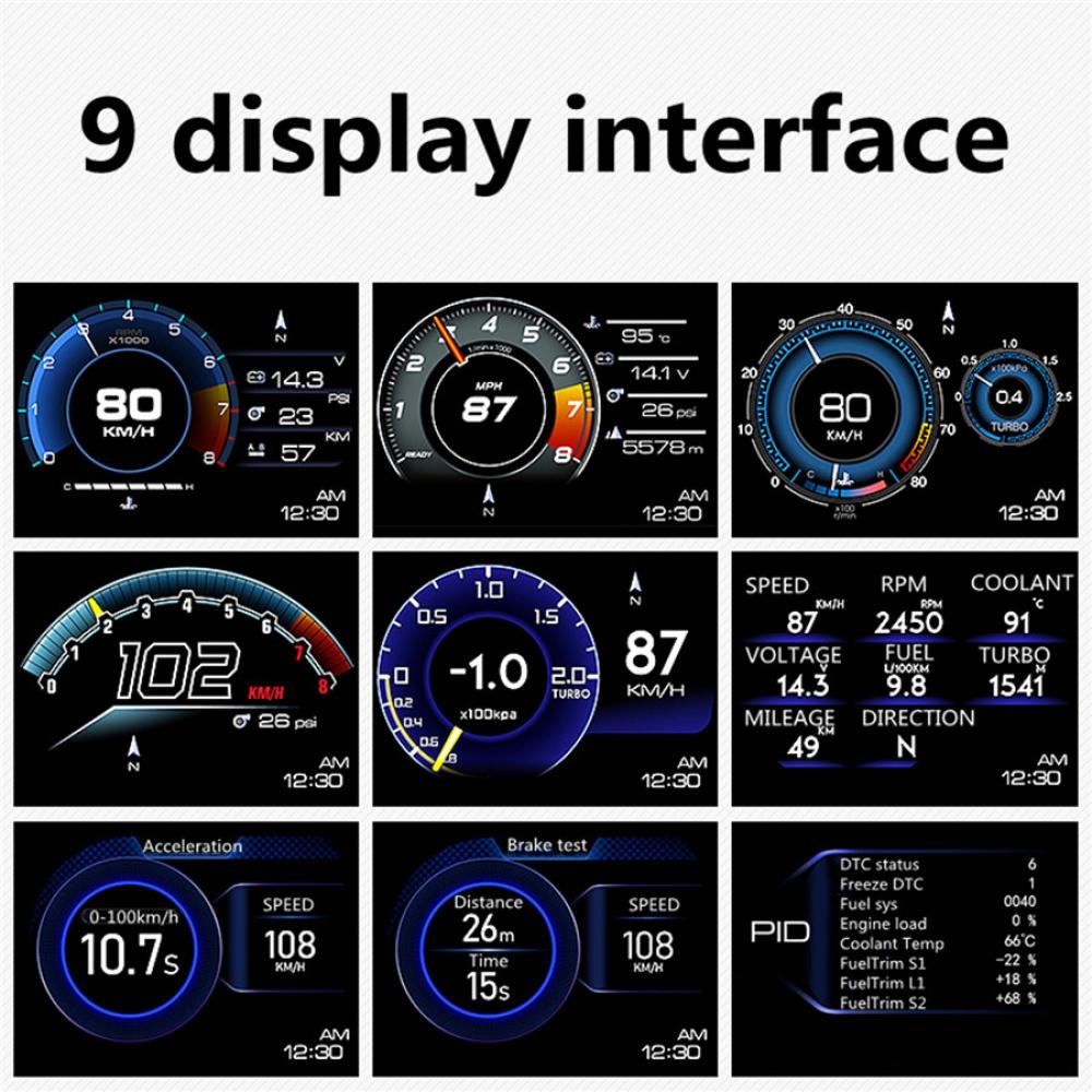 Многофункциональный цифровой прибор Автомобильный HUD OBD2 GPS Спидометр
