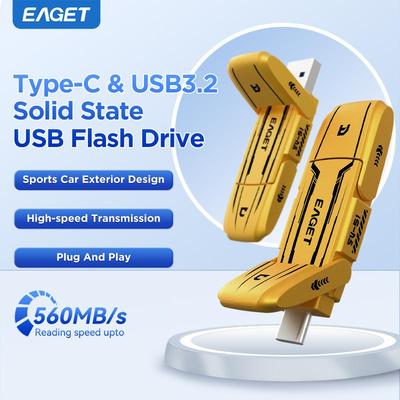 Твердотельный USB-накопитель 2-в-1 Type C+ USB A 3.2 Gen2, твердотельный флэш-накопитель, скорость до 560 МБ/с, хранение данных на карте памяти