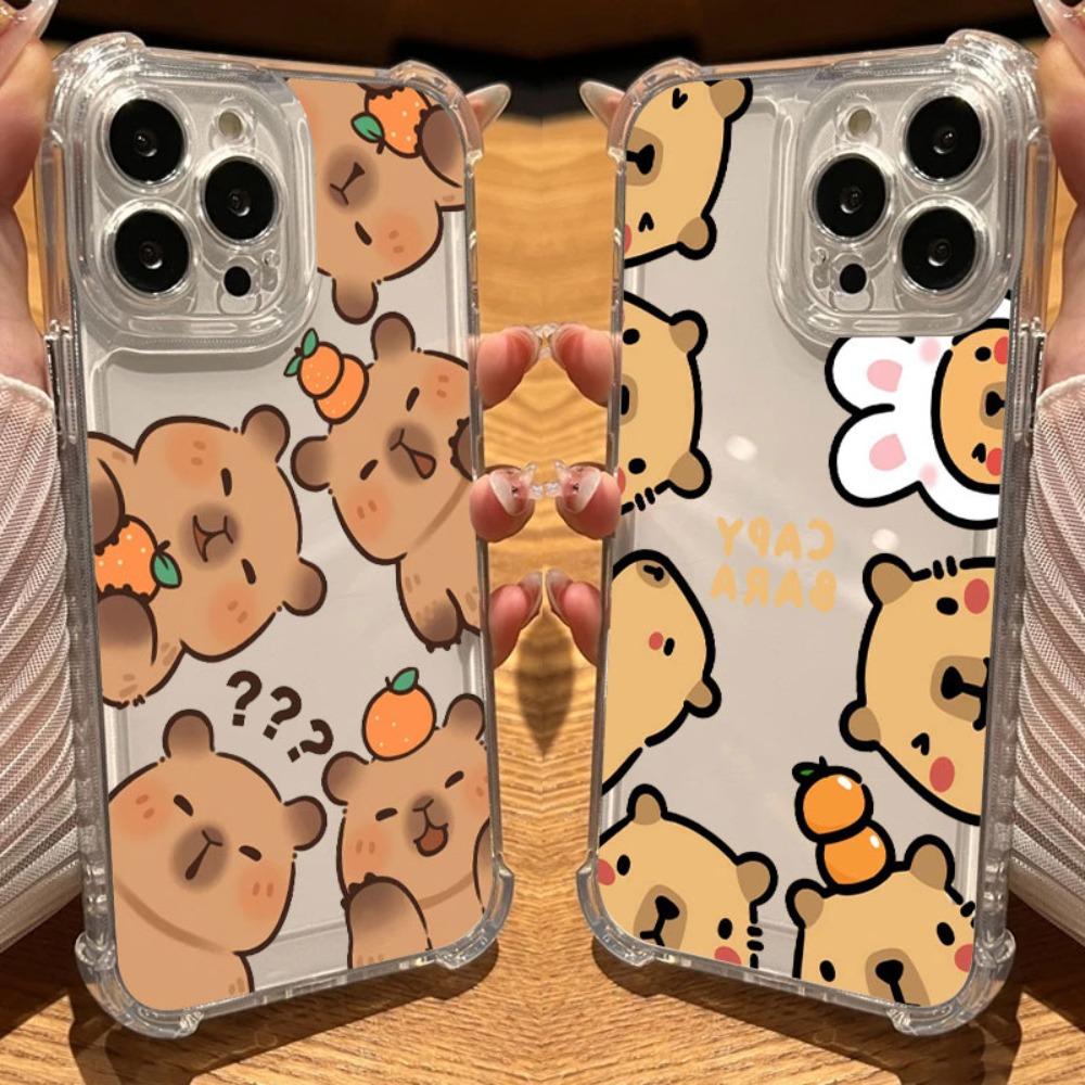 Capybara Cartoon Animal Phone Case For Samsung Galaxy S25 S24 S23 S22 S21 S20 Edge FE Ultra Plus 4G 5G Anti Fall Clear TPU Cover
