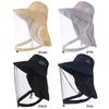 Outdoor Fishing Hat Net Mesh Safari Hat with Neck Flap Bucket Hat for Fishing Hiking Camping Climbing