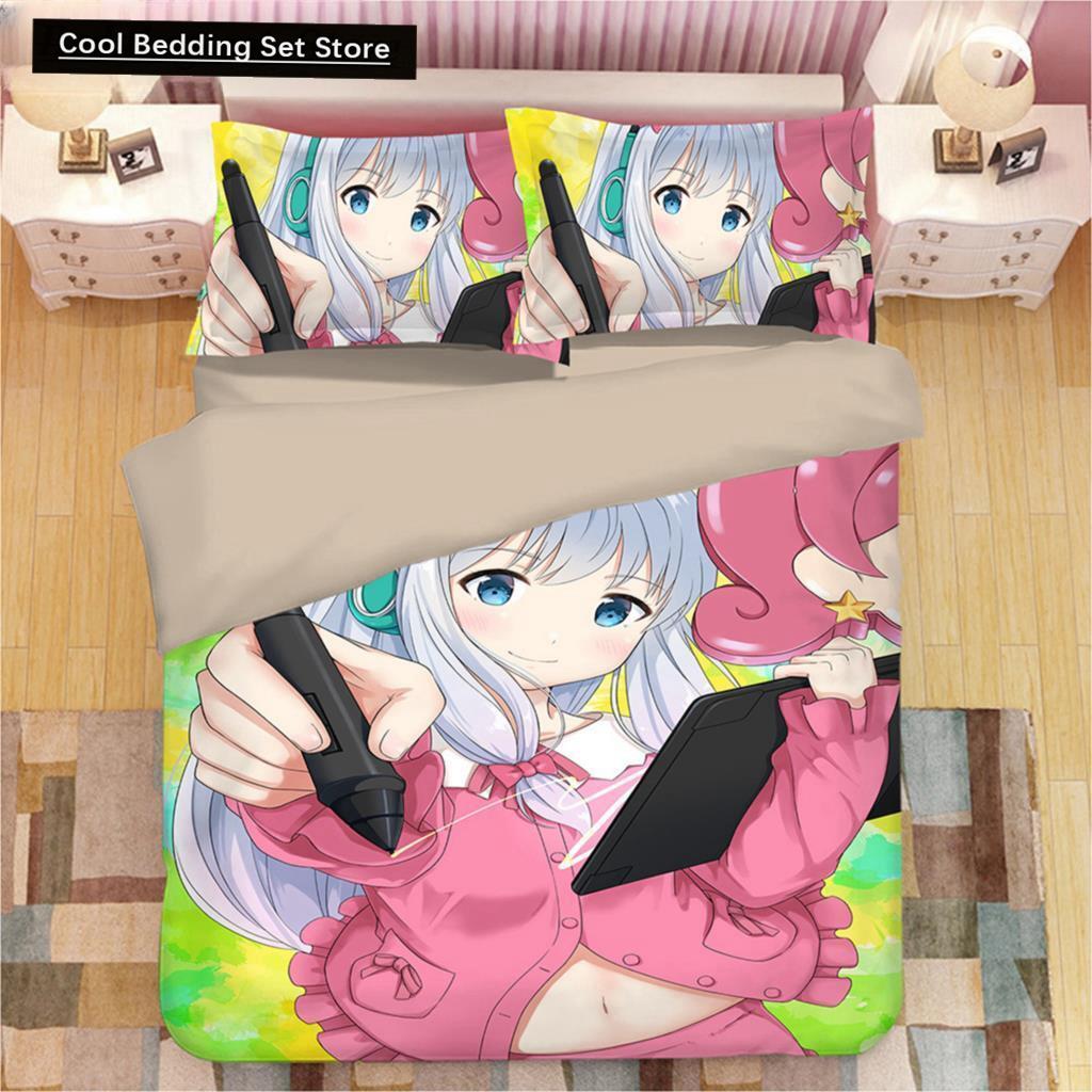 Kawaii Izumi Sagiri 3D Anime Print Комплект постельного белья Пододеяльники Наволочки Цельный стеганый плед Комплекты постельного белья Постельное белье Пододеяльник