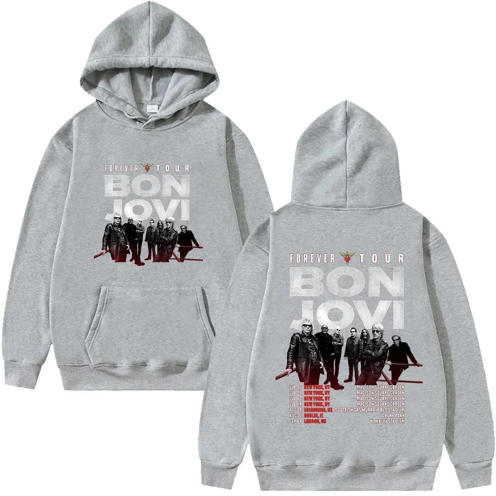 Bon Jovi Forever Tour Graphic Women Men Unisex High Street Long Sleeve Pullovers Oversized Y2k Streetwear Pullover Tracksuit Female Male Clothing