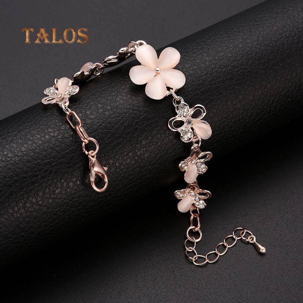 Fashion Flower Chain Crystal Stone Wrist Decor Women Jewelry Bracelet Bangle Beauty