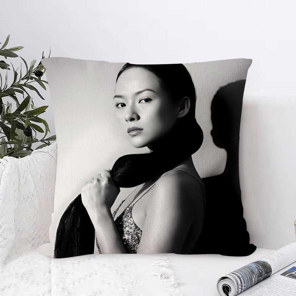 Zhang Ziyi Cushion Cover 1 Piece Short Plush Pillowcase, Soft And Washable, Mostly Used For Sofa, Car