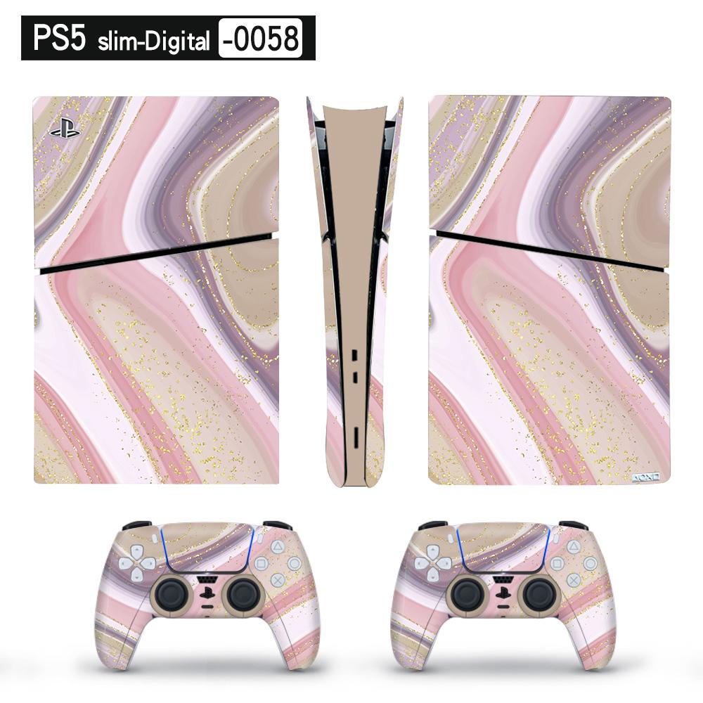 Художественная виниловая наклейка для тонкой цифровой консоли PS5 и 2 контроллеров, наклейка