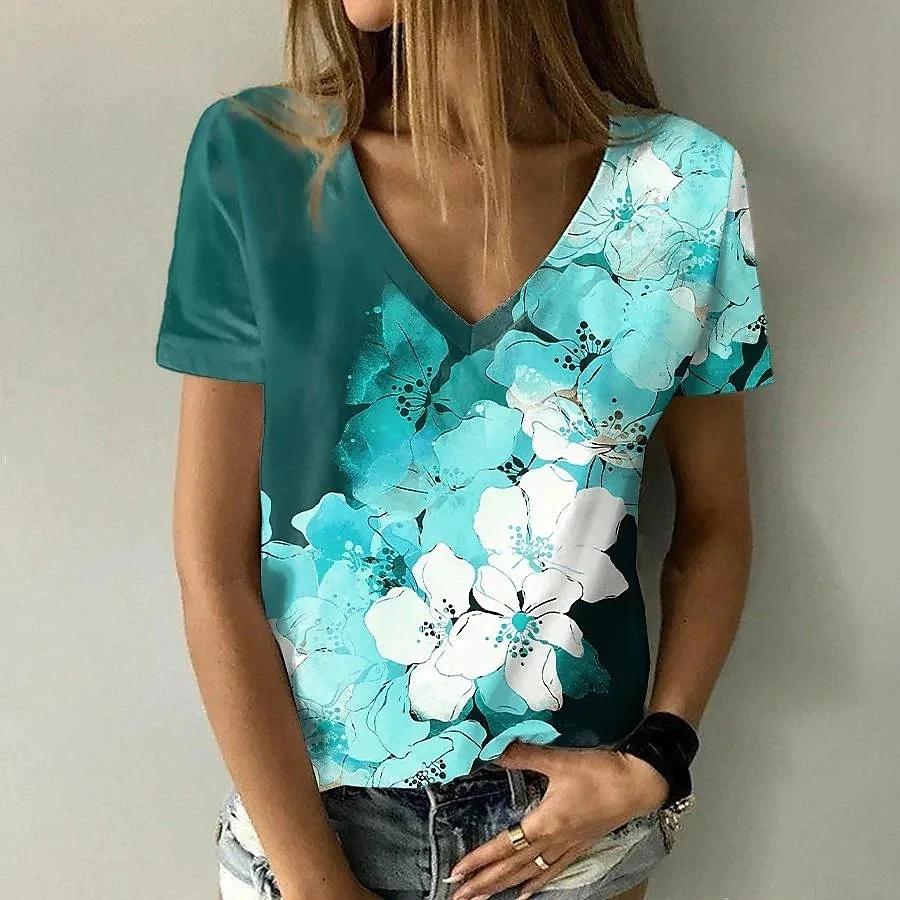 Summer T-shirt for Women Tops Women T-shirt Flower 3D Print Child Adult T-shirt Fashion Short Sleeve Casual Female Clothing