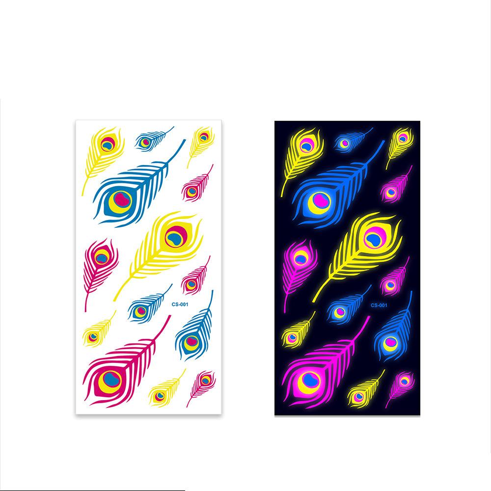 Halloween Fluorescent Stickers Funny Arm Ghost Face Waterproof Tattoo Stickers Women Men Party Supplies Masquerade Cosplay Props