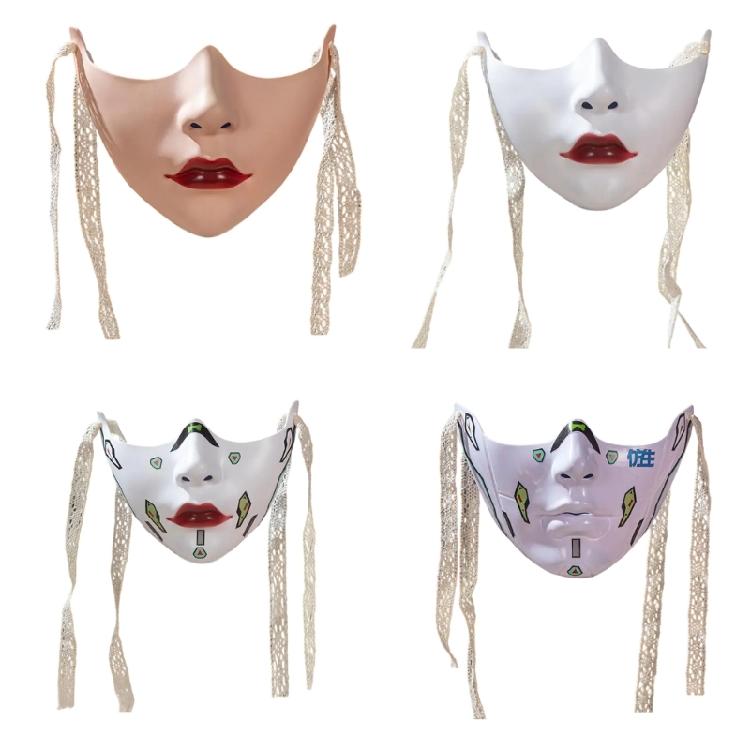 Расписная маска красоты Маска для маскарада Маска для вечеринки Эстетичная маска Механическая маска на пол-лица для Хэллоуина Рождества Косплея