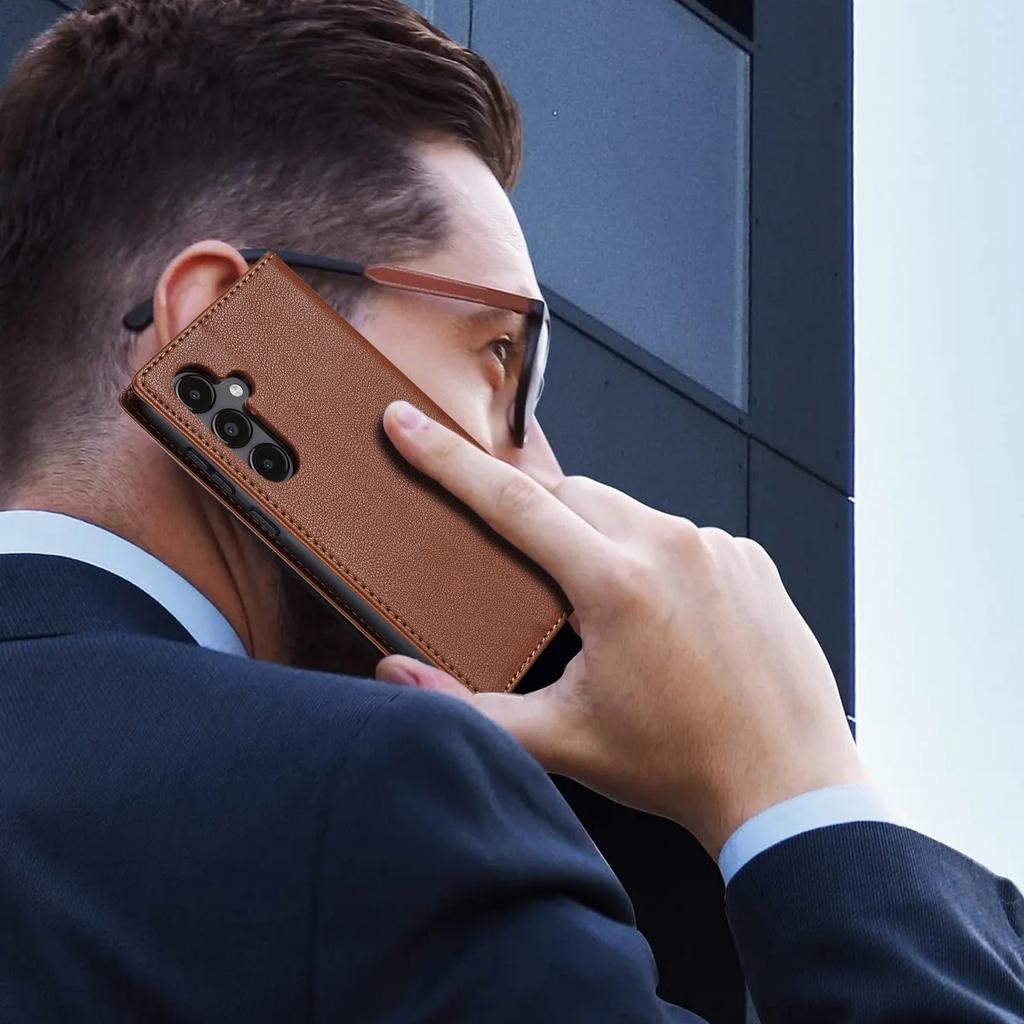 BKS-001 For Samsung Galaxy A35 5G Magnetic Case PU Leather+TPU Card Holder Phone Cover