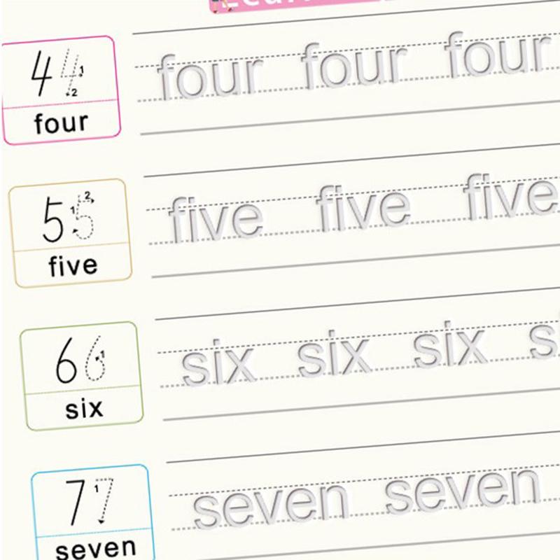 1/4 шт. Волшебная тетрадь для практики, ручка для дошкольников, каллиграфия, английская версия, бесплатная протирка, детская многоразовая тетрадь для письма