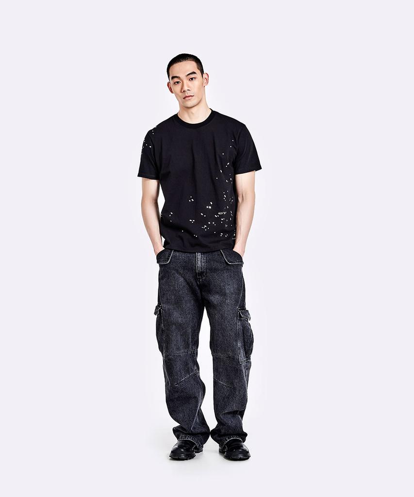 51Peosenteu Denim Cargo Pants - Washed Black