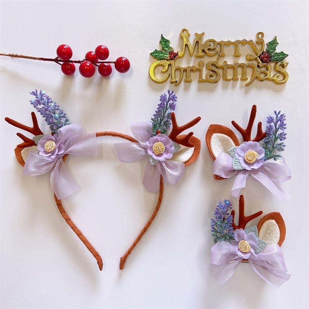 Mushroom Stereoscopic Antler Christmas Headwear Elk Hair Hoop Antler Hairpin Children Hair Clip