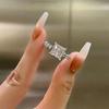 Luxurious Square Zircon Simple and High-end Sparkling White Women's Elegant Daily Engagement Ring