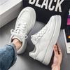 2025 Spring and Summer Solid Color Soft-soled Men's Shoes Platform White Shoes Casual Board Shoes British Retro Breathable Running Shoes