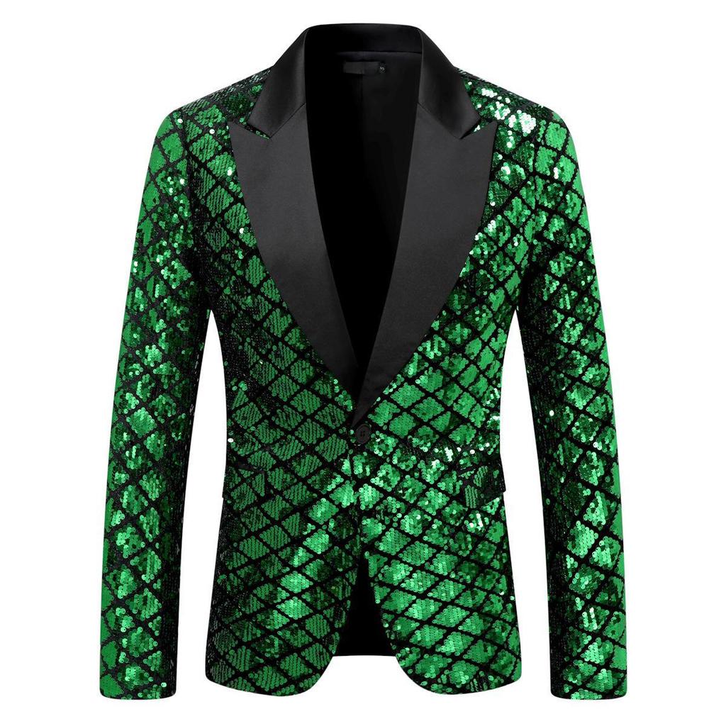 Men's European Size Diamond Sequin Peaked Lapel Suit for Autumn/Winter Events (Model: ZT-X45)