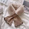 Women'S Knitted Fishtail Scarf New Splicing Fury Scarf, Imitation Otter Rabbit Hair Cross Plush Scarf