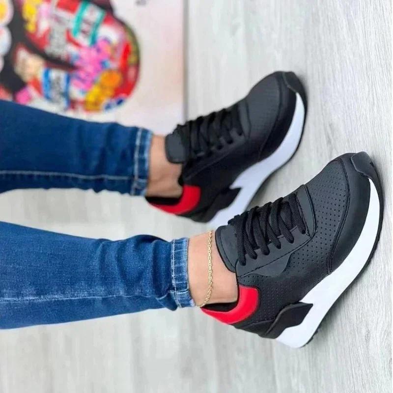 Women's Lace-up Sneakers, Outdoor Walking Shoes, Plus Size, Solid Color, Stylish, New Spring Women Shoes Sneakers Women