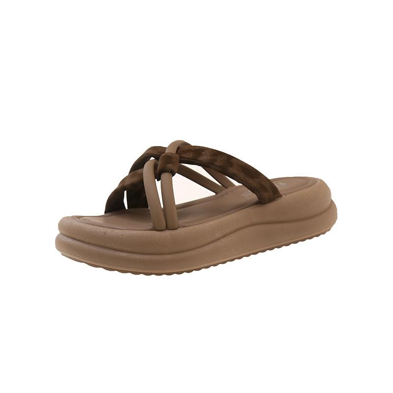 Flat-bottomed Slippers Female 2025 New Korean Version Fashionable and Comfortable One-word Drag Fairy Style Thick-bottomed Casual Drag Beach Drag Tide