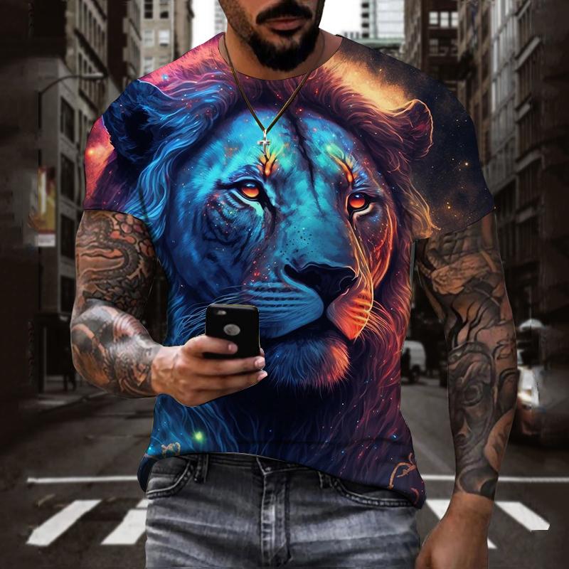 Новая летняя мужская футболка большого размера, повседневная футболка с тигром и леопардом, крутые футболки с 3D цифровым принтом для мужчин, футболка с короткими рукавами