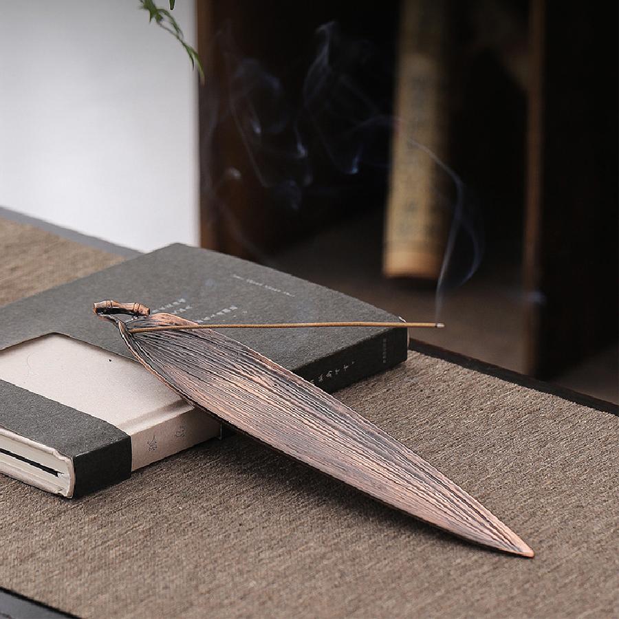 Подставка-горелка для благовоний из цинкового сплава в форме листа для релаксации, металлический настольный декор, держатель для аромапалочек, элегантная ароматерапия