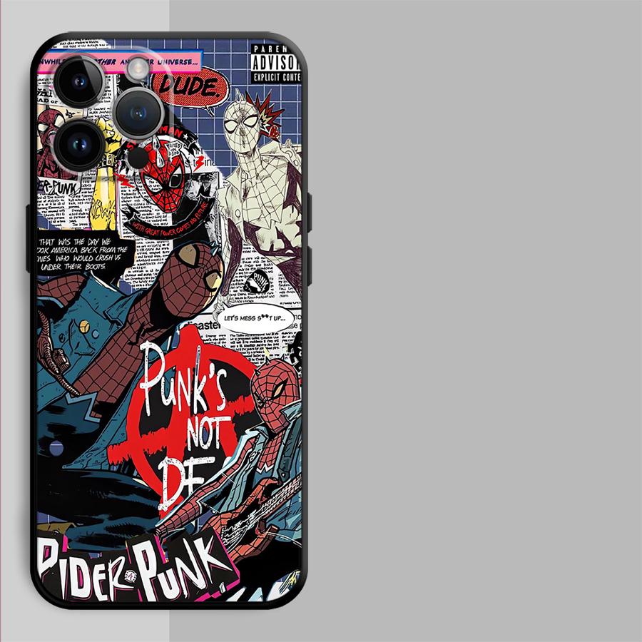 Чехол для телефона Apple iPhone 13 XR XS MAX Air 11 14 17 Pro Max 15 Pro 7 8 12 16 Marvel Sipiderman Punk
