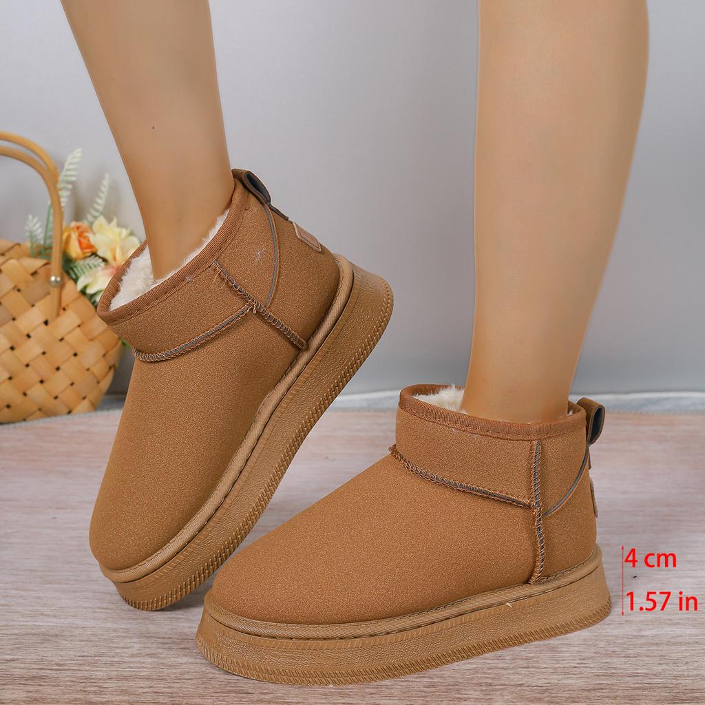 Women Winter Short Plush Warm Snow Boots Casual Shoes New Suede Fur Chelsea Ankle Boots Flats Platform Ladies Shoes Botas
