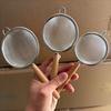 304Beechwood handle stainless steel skimmer Used for baking in the kitchen Fine flour sifting sieve Household Kitchen Soy Milk Filter Baking Tool