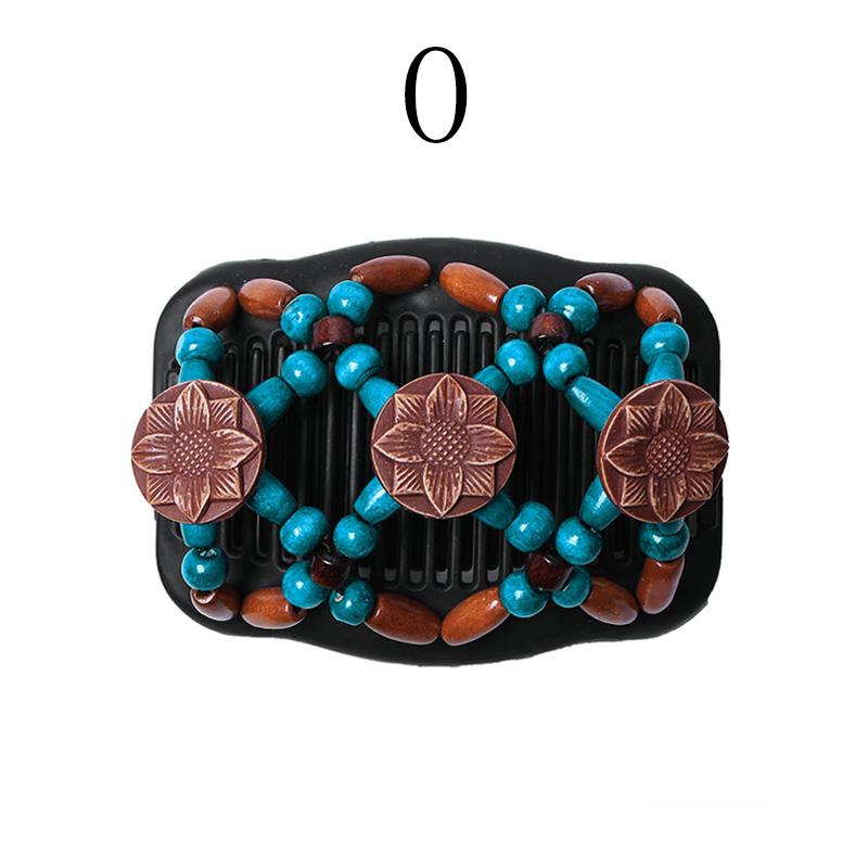 1Pcs Hair Comb Magic Double Slide Accessories Hair Clip Vintage Wood Beads Women Hairpin Stretchy Decoration