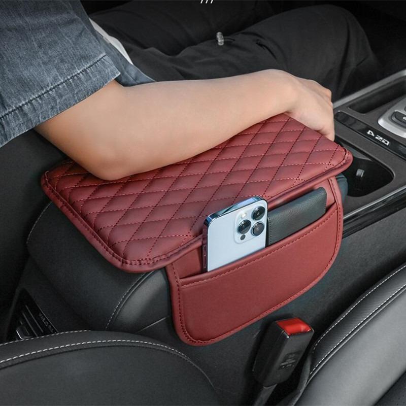 1pc Premium PU Leather Car Armrest Pad with Handy Storage Bag - Elevated Comfort, Universal Fit, Ideal for All Seasons, Enhances Car Interior