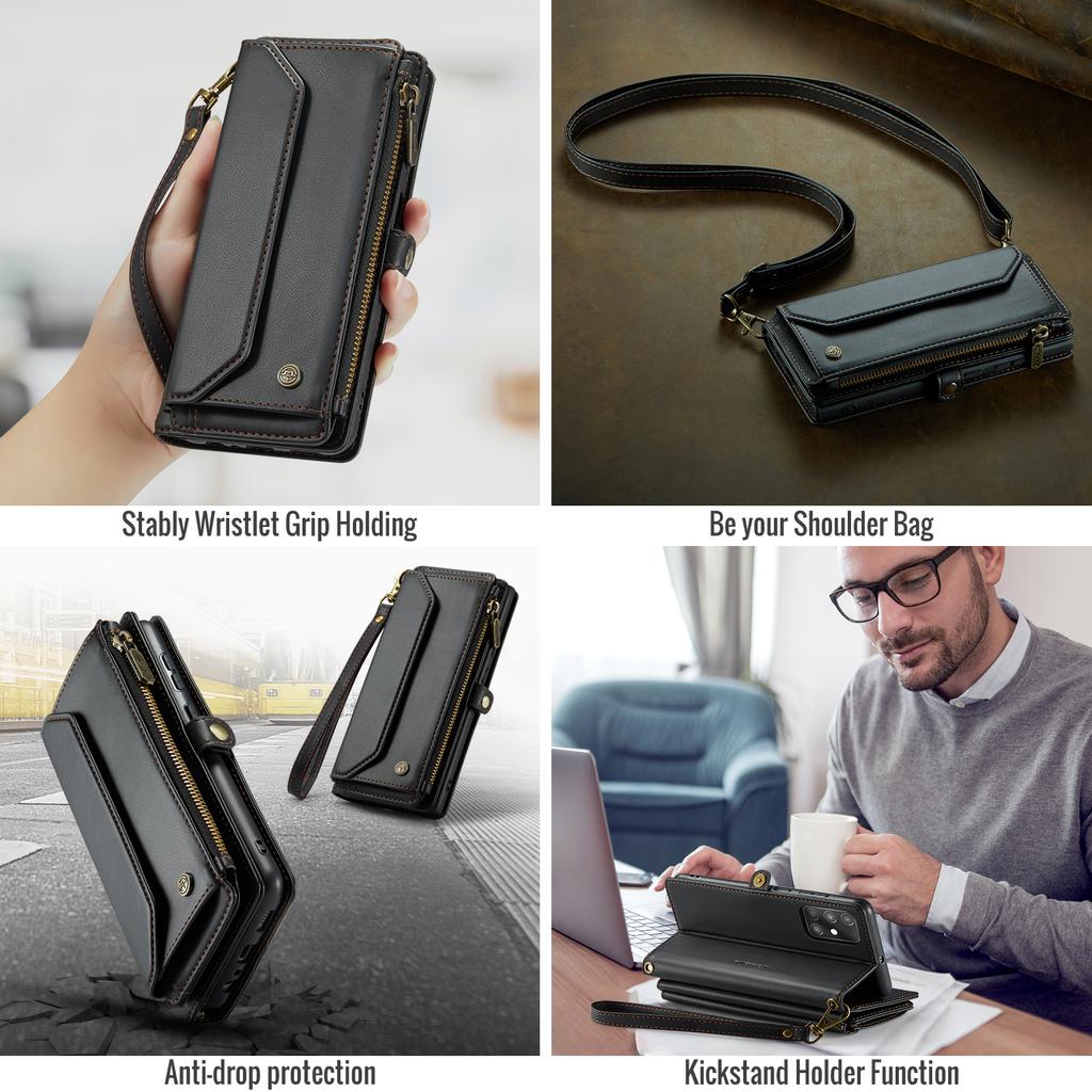 Для Samsung Galaxy Series A12 A13 A71 S20 S21 S22 S23 S24 S25 Z Fold3 Z Fold4 Z Fold5 Z Fold6 Многофункциональная сумка для хранения из искусственной кожи через плечо для телефона